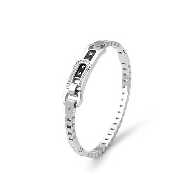 Fashionable Stainless Steel Pave Rhinestone Hinged Bangles for Women