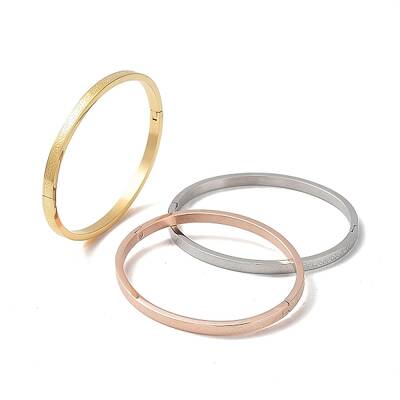 3Pcs 3 Color 304 Stainless Steel Textured Bangles Set