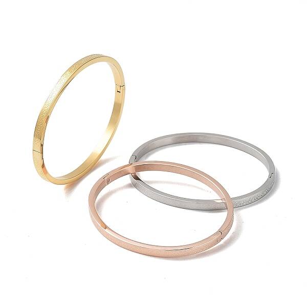 3Pcs 3 Color 304 Stainless Steel Textured Bangles Set