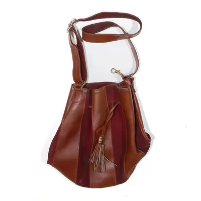 Shoulder Bag Brown Leather Colourblock Womens
