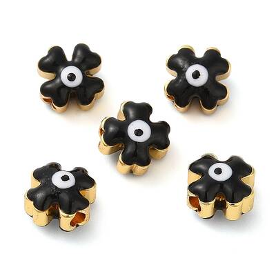 Golden Tone Brass Enamel Beads
