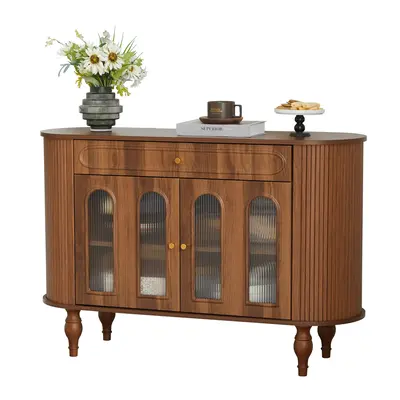 Giratree 47'' Fluted Sideboard Buffer Cabinet with Drawer, Modern Credenza Storage Cabinet, Bar Cabinet Console Table with Ta...