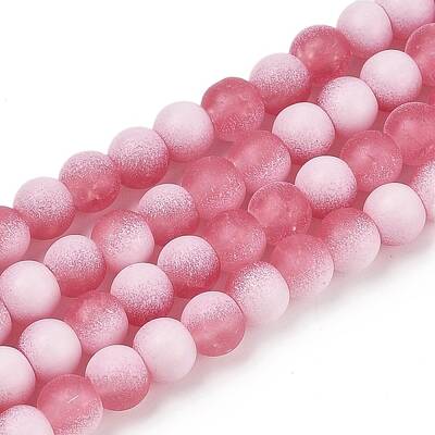 Frosted Crackle Glass Beads Strands