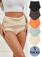 Women's Solid Color High Waist Briefs, Regular Fit Soft Comfy Breathable Panty for Daily Wear, Ladies Basic Underwear for All...