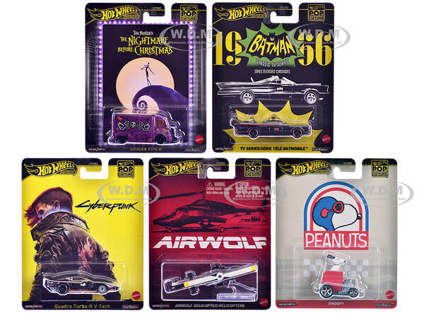 Pop Culture 2025 5 piece Set M Premium Series Diecast Model Cars by Hot Wheels