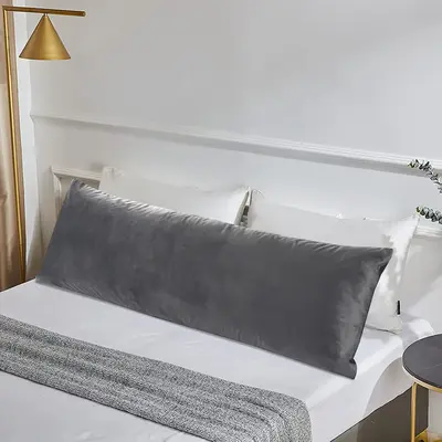 HIG Supportive Full Body Pillow for Sleeping, Decorative Large Body Pillow Insert with Removable Velvet Cover, Cuddly Long Be...