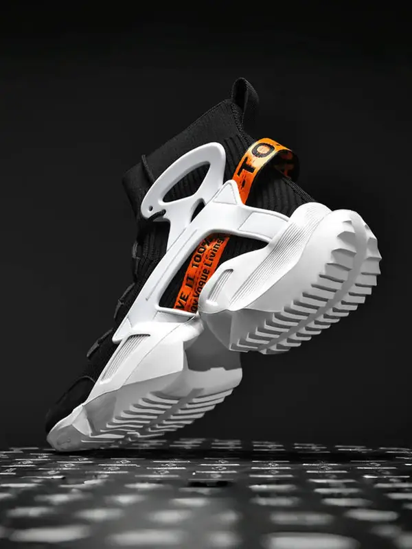 Men's Colorblock Letter Design Lace Up Front Mid Top Sneakers, New Fashion Casual Sporty Running Shoes, Trendy All-match Snea...