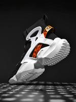 Men's Colorblock Letter Design Lace Up Front Mid Top Trainer Sneakers, Road Running Shoes, New Fashion Casual Sporty Runner S...