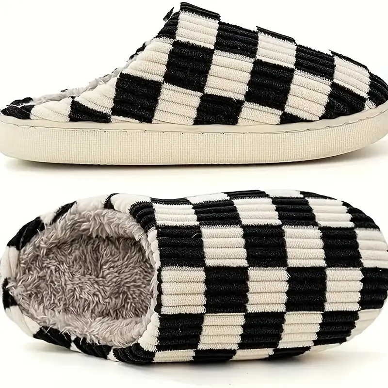 Slippers for Women,Mens Slippers,House slippers Memory Foam Checkerboard Slippers Outdoor Indoor Warm Plush Bedroom Shoes,Flu...