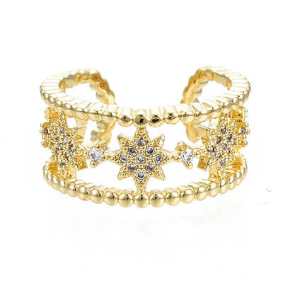 Cubic Zirconia Star Open Cuff Ring