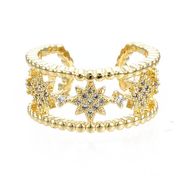 Cubic Zirconia Star Open Cuff Ring