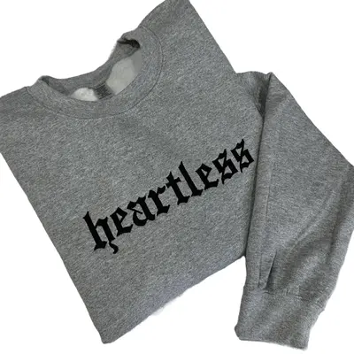 Heartless Embroidered Crewneck Unisex Sweatshirt Casual Clothing
