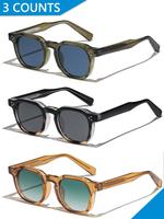 Unisex Vintage Tinted Lens Modern Frames Sunglasses, Beach Essentials, Trendy Casual Sunglasses for Travel Use, Fashion Acces...