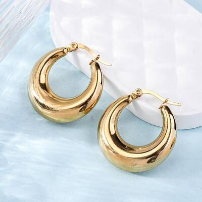 PVD Vacuum Plating 304 Stainless Steel Chunky Hoop Earrings for Women