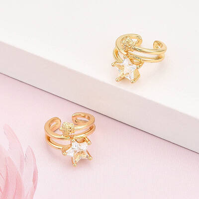 Brass Micro Pave Clear Cubic Zirconia Cuff Earrings