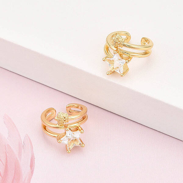 Brass Micro Pave Clear Cubic Zirconia Cuff Earrings