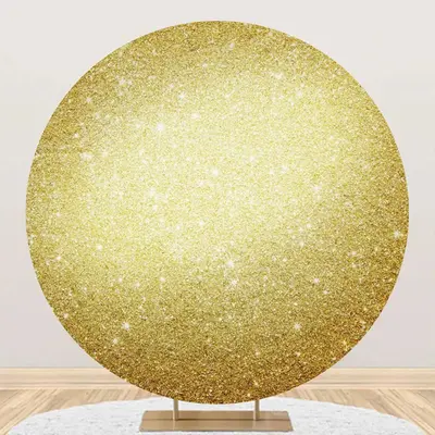 Bright Golden Sparkling Round Birthday Backdrop - Aperturee