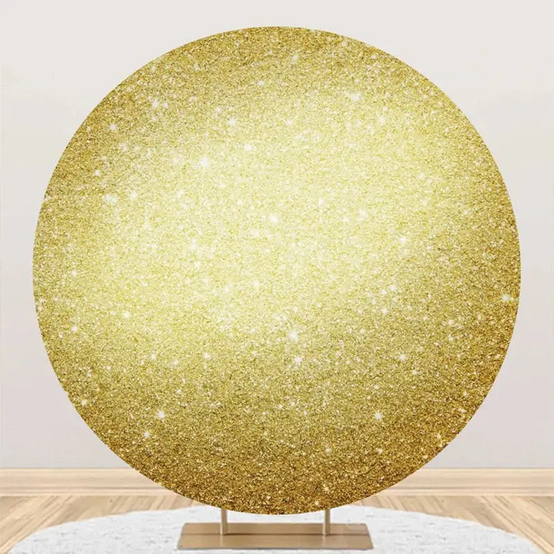 Bright Golden Sparkling Round Birthday Backdrop - Aperturee