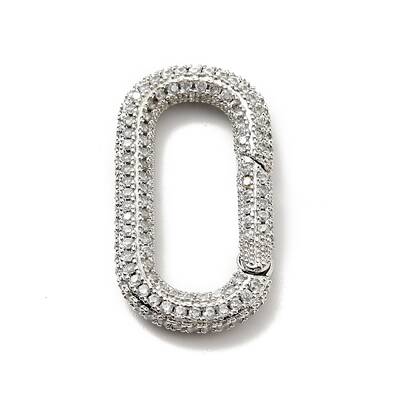 Brass Micro Pave Clear Cubic Zirconia Spring Gate Rings