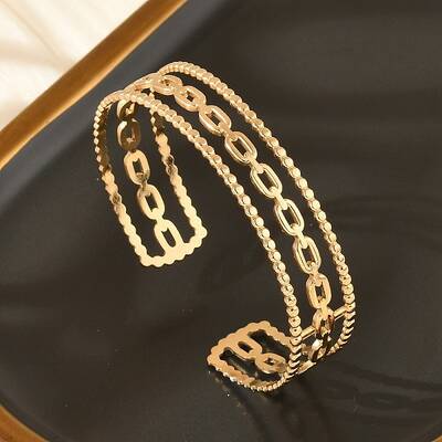 304 Stainless Steel Hollow Cuff Bangles for Women