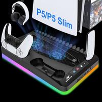 YLW GAMINJA Transparent Charging Cooling Station And Stand For PS5 Slim Console Controller Fast Charger Charging Dock Accesso...
