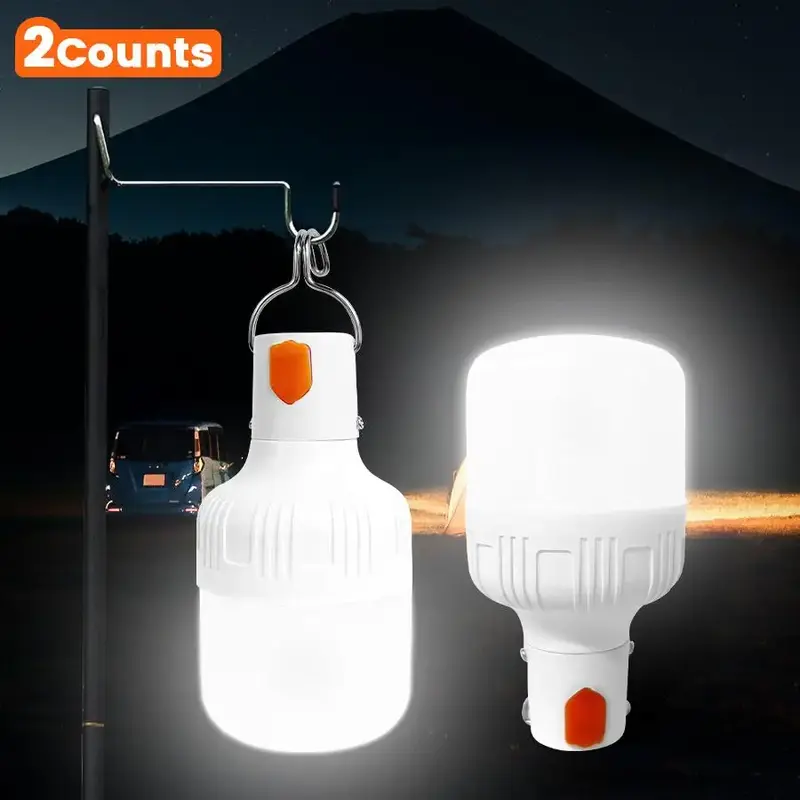 Outdoor Lighting Ball Bubble, USB Charging LED Bulb with Portable Hook, LED Lights, 3 Levels of Brightness Wireless Lighting ...