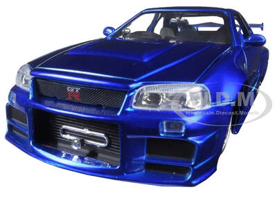 Brian's Nissan GTR Skyline R34 RHD (Right Hand Drive) Blue Fast & Furious 25th Anniversary Series 1/24 Diecast Model Car by...
