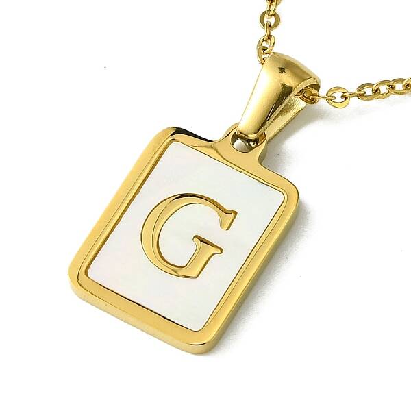 Ion Plating(IP) Rectangle with Initial Letter 304 Stainless Steel Pendant Necklace