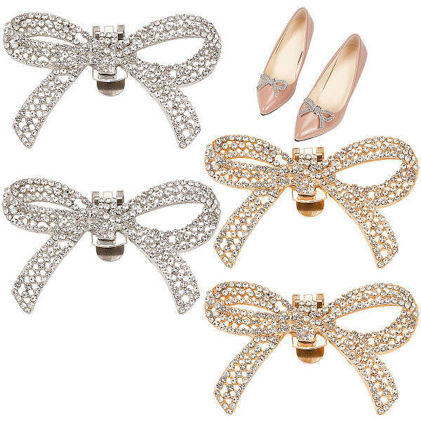 4Pcs 2 Colors Alloy Crystal Rhinestone Wedding Shoe Decorations