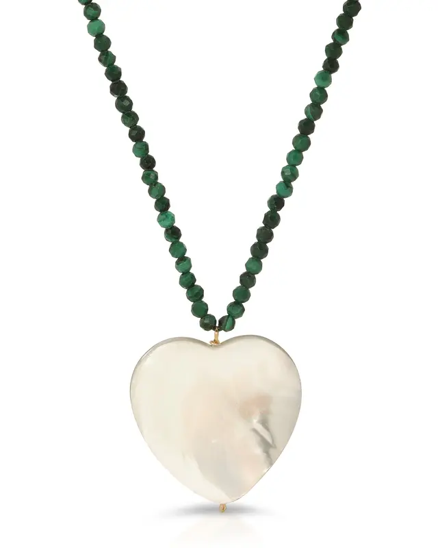 Cuore Grande Necklace | Gemstone: Malachite | Metal Color: Gold