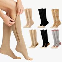 ZIMIZ Womens Mens 15-20 mmHg Compression Socks with Zip,Strenchy Mid Calf Socks Help Blood Circulation Recovery,Nurse Doctor ...