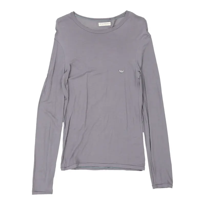 Emporio Armani Long Sleeve T-Shirt - Large Grey Cotton