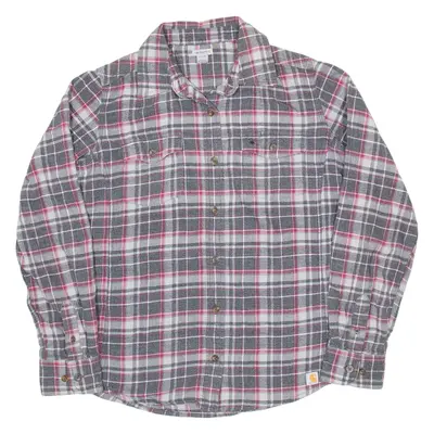 CARHARTT Womens Flannel Shirt Grey Check Long Sleeve M