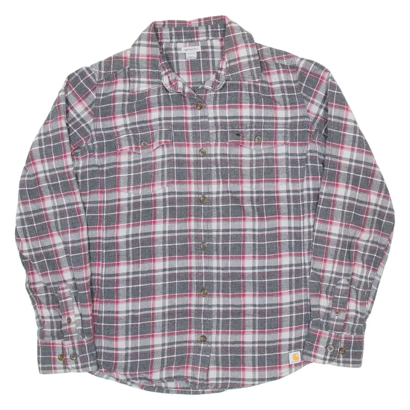CARHARTT Womens Flannel Shirt Grey Check Long Sleeve M