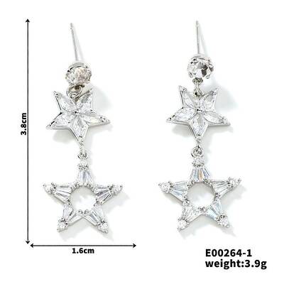 Copper Hollow Zirconia Pentagram Earrings