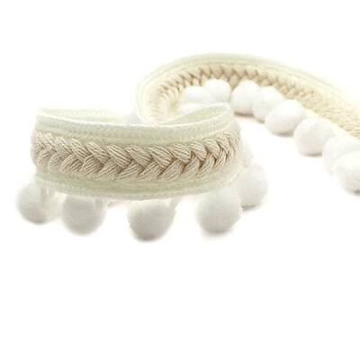 Ethnic Style Polyester Pom Pom Tassel Fringe Trim Ribbon