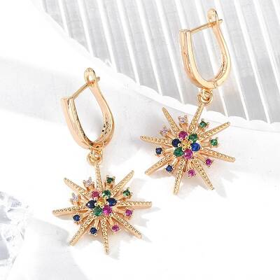 Brass Micro Pave Cubic Zirconia Hoop Earrings