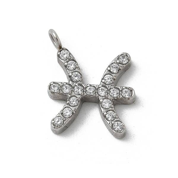 304 Stainless Steel Micro Pave Cubic Zirconia Charms