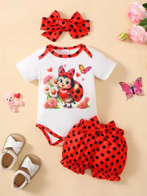 Ready Stock 0-18M Baby Girls Outfits Letter Ruffle Sleeve Jumpsuit Sunflower Shorts For Summer Headband 3Pcs Clothes Set Yell...
