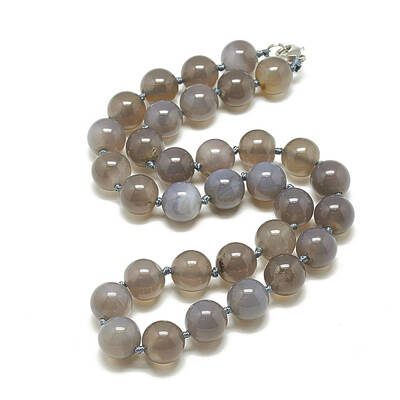 Natural Grey Agate Beaded Necklaces