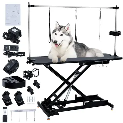 Garvee 60 Hydraulic Dog Grooming Table for Pet, Heavy Duty Hydraulic Professional Pet Grooming Table with Adjustable Overhe...