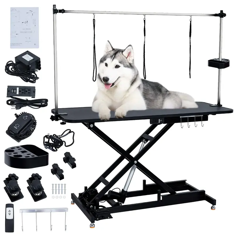 Garvee 60 Hydraulic Dog Grooming Table for Pet, Heavy Duty Hydraulic Professional Pet Grooming Table with Adjustable Overhe...