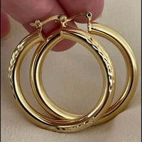 18k Gold Plated Diamond Cut Hoop Earrings