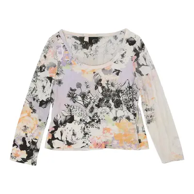 Just Cavalli Floral Long Sleeve Top - Medium White Cotton | Size: medium