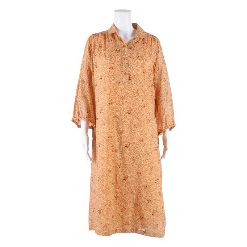 ROSE BERTIN Womens Shirt Dress Orange Floral Long Sleeve Knee Length L