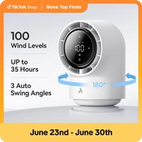 Aecooly Touch Control Desk Fan, 100 Speeds Quiet Bedroom Digital Display 8000mAh 3 Oscillation Angles Battery Powered Small D...