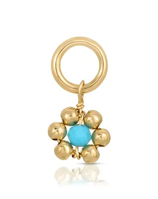 Flowercita December Turquoise Charm | Metal Color: Gold