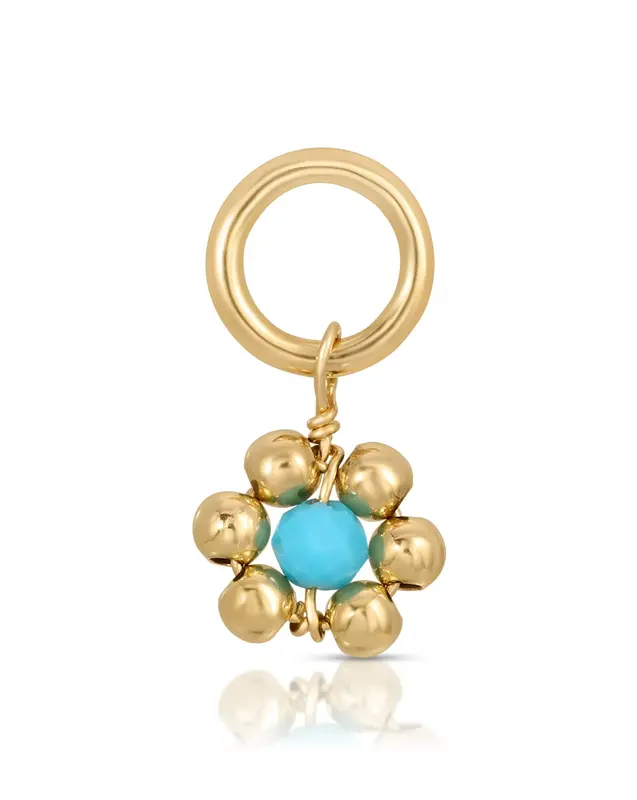 Flowercita December Turquoise Charm | Metal Color: Gold