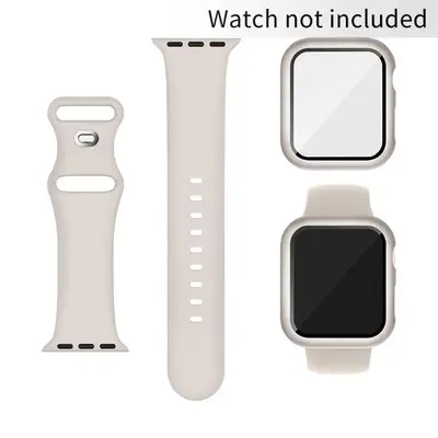 Silicone Watch Band & Protector Case Set (No Watch), Sport Watch Band & Screen Protector for iWatch 45mm 44mm 41mm 40mm
