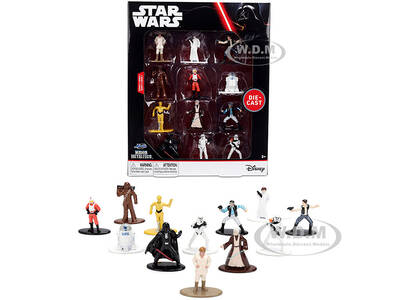 Set of 12 Diecast Figures Star Wars Movie Franchise Nano Metalfigs Series Diecast Models by Jada